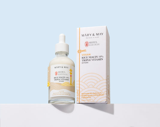 Mary&May Vegan Rice Niacin 10% Triple vitamin serum - Rozjasňující a vyrovnávající pleťové sérum s vysokým obsahem niacinamidu a rýžových extraktů určené pro péči o mdlou, nevyrovnanou a pigmentovanou pleť.