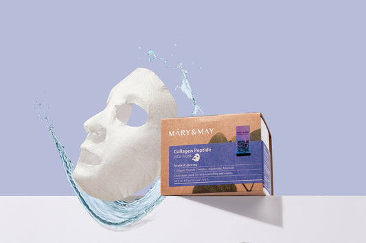 Mary&May Collagen Peptide Vital Mask 30ea/400g - Omlazující plátýnková maska s kolagenem a peptidy pro intenzivní hydrataci a zpevnění pleti(30 ks)