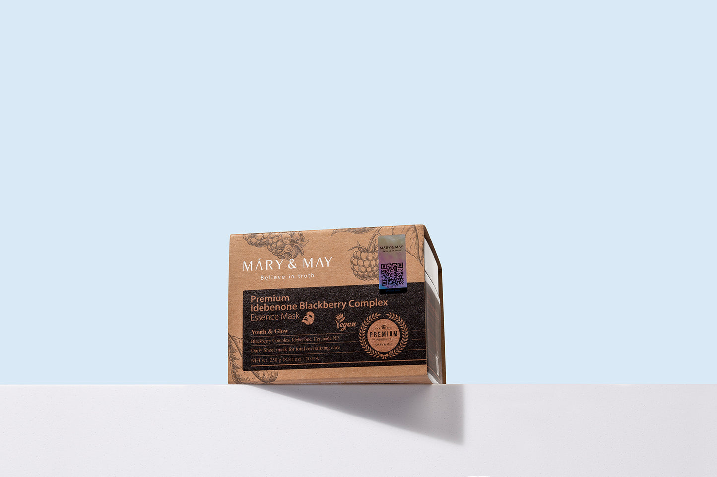 Mary&May Premium Idebenone Blackberry Complex Essence Mask 20ea/250g - Luxusní plátýnková maska s idebenonem a komplexem ostružinového extraktu (20 ks)