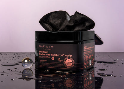 Mary&May Premium Idebenone Blackberry Complex Essence Mask 20ea/250g - Luxusní plátýnková maska s idebenonem a komplexem ostružinového extraktu (20 ks)