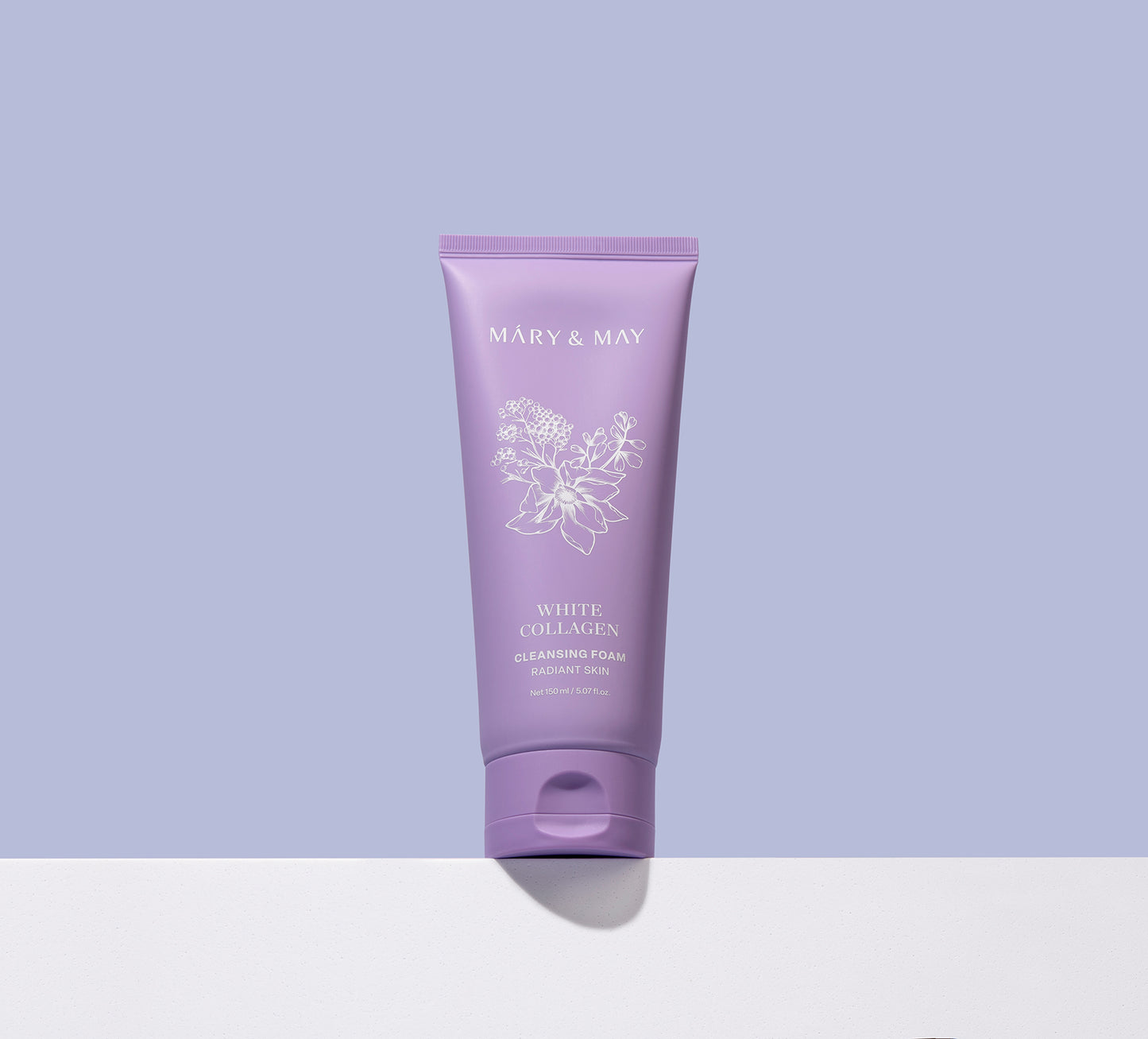 Mary&May White Collagen Cleansing Foam 150ml - Jemná čisticí pěna s obsahem kolagenu určená pro důkladné, ale šetrné čištění pleti.