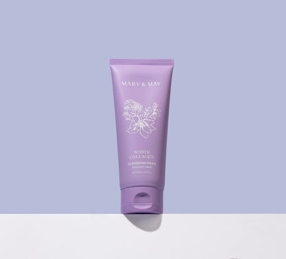 Mary&May White Collagen Cleansing Foam 150ml - Jemná čisticí pěna s obsahem kolagenu určená pro důkladné, ale šetrné čištění pleti.