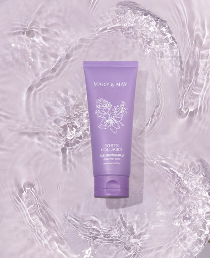 Mary&May White Collagen Cleansing Foam 150ml - Jemná čisticí pěna s obsahem kolagenu určená pro důkladné, ale šetrné čištění pleti.