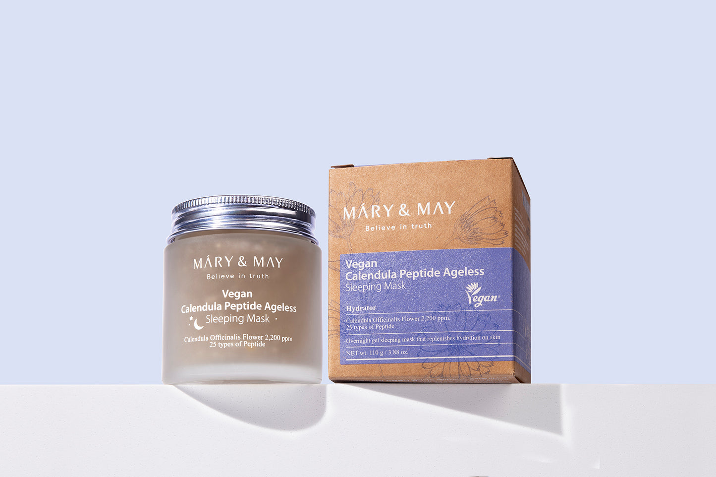 Mary&May CalenduIa Peptide Ageless Sleeping Mask 110g - Noční gelová maska určená k intenzivní regeneraci, hydrataci a zklidnění pleti během spánku