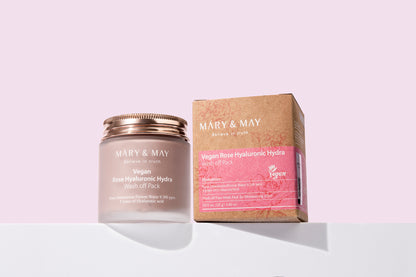 Mary&May Rose Hyaluronic Hydra Wash Off Pack 125g - Hydratující a zklidňující jílová pleťová maska s růží
