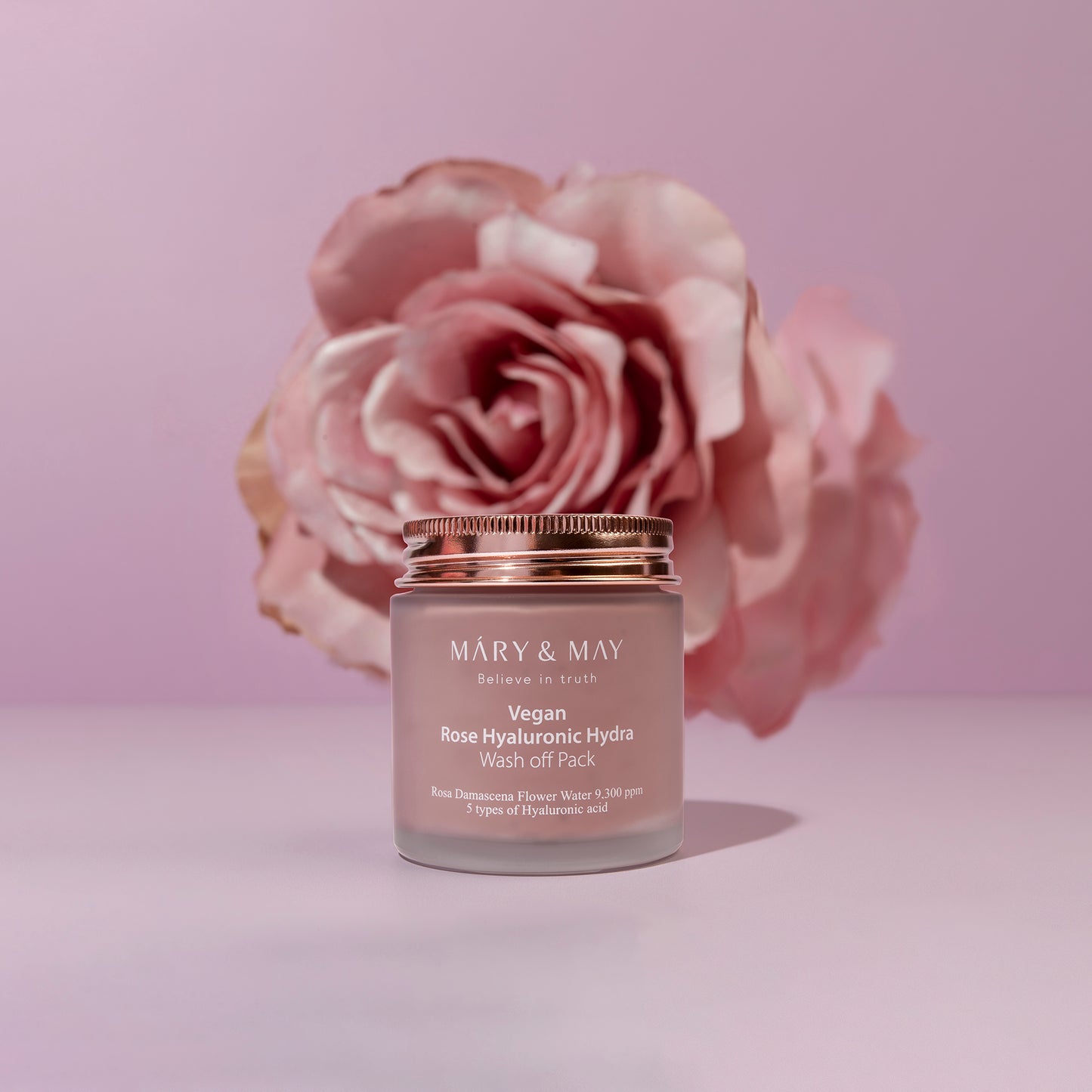 Mary&May Rose Hyaluronic Hydra Wash Off Pack 125g - Hydratující a zklidňující jílová pleťová maska s růží