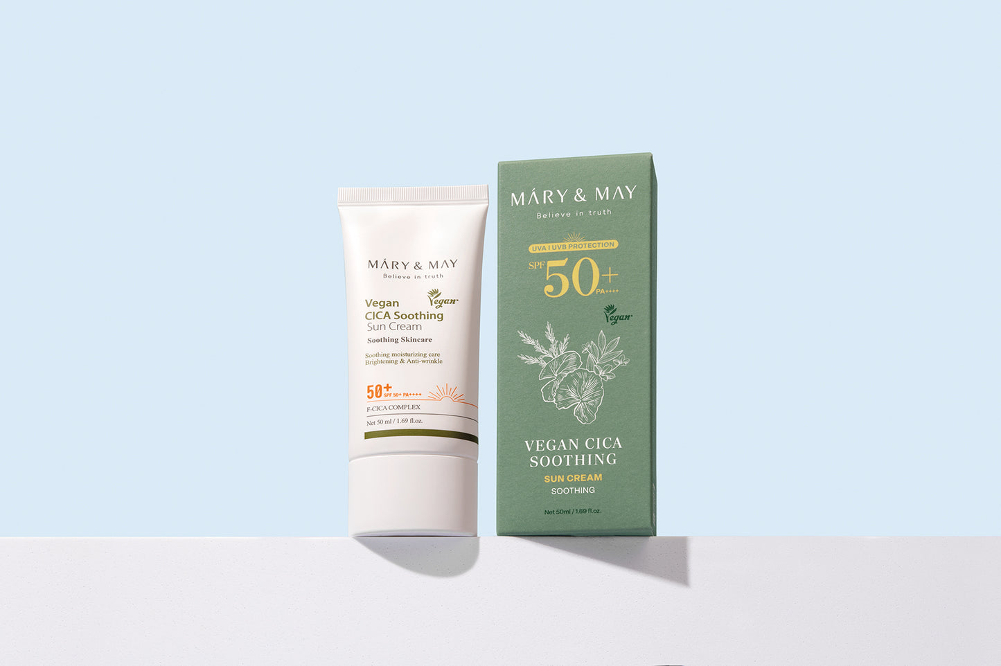 Mary&May CICA Soothing Sun Cream SPF50+ PA++++50ml - Zklidňující a hydratační opalovací krém s SPF 50+