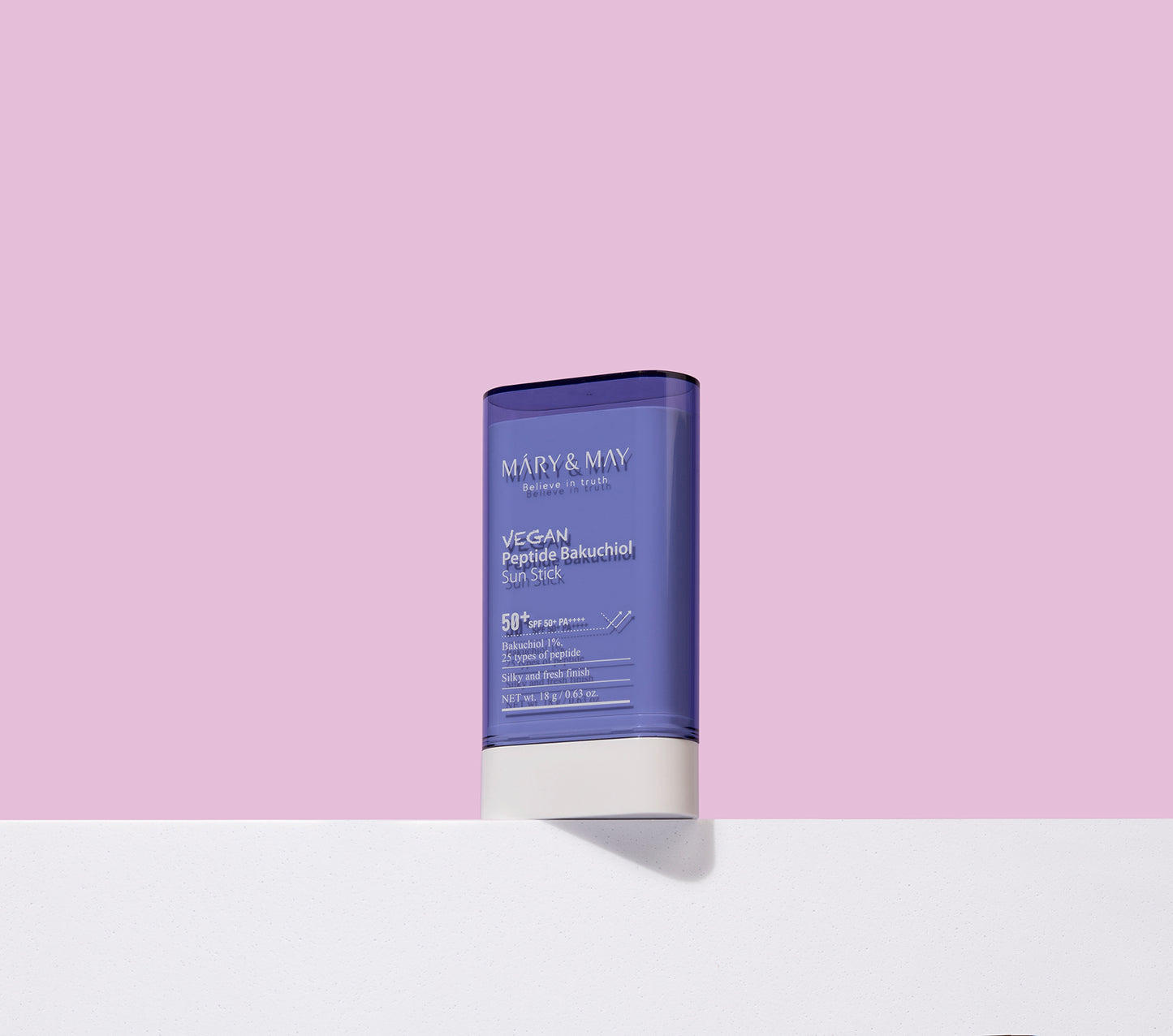Mary&May Vegan Peptide Bakuchiol Sun Stick SPF50+ PA++++ 18g - Opalovací tyčinka s SPF 50+, která kombinuje vysokou ochranu před UVA a UVB zářením s cílenou péčí o pleť.