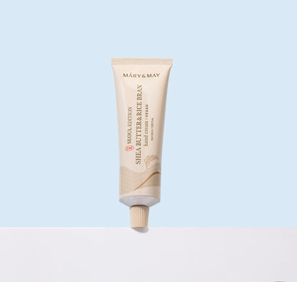 Mary&May Shea Butter & Rice Bran Hand Cream 50ml - Vyživující krém na ruce určený pro každodenní péči o suchou, namáhanou a dehydratovanou pokožku rukou.